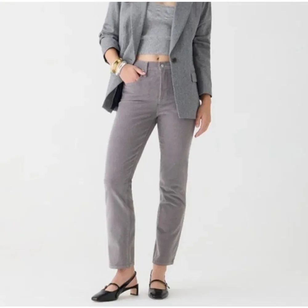 J.Crew high rise corduroy grey straight crop pants 28 petite